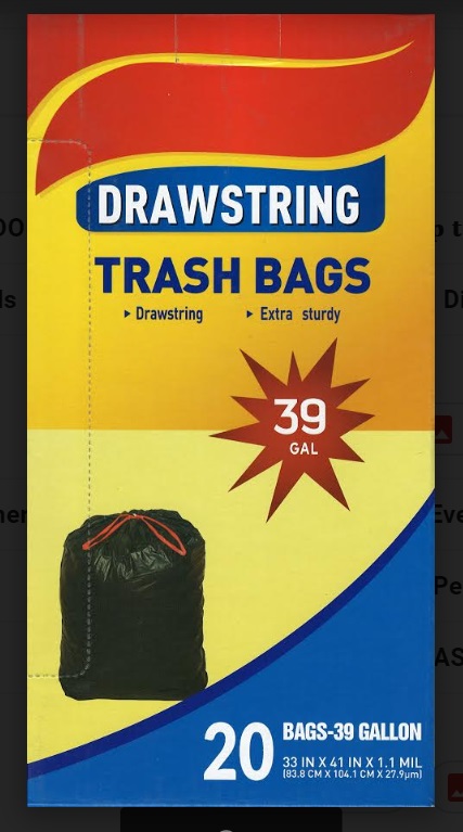 DRAWSTRING Trash Bags 39 Gallons - 23 Bags - Maisal online store